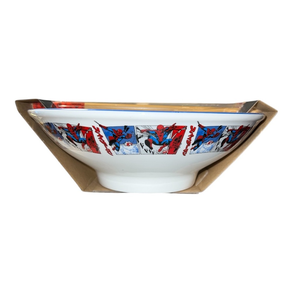 Spider-Man Comic Strip Ceramic Ramen 30oz Bowl with Chopsticks